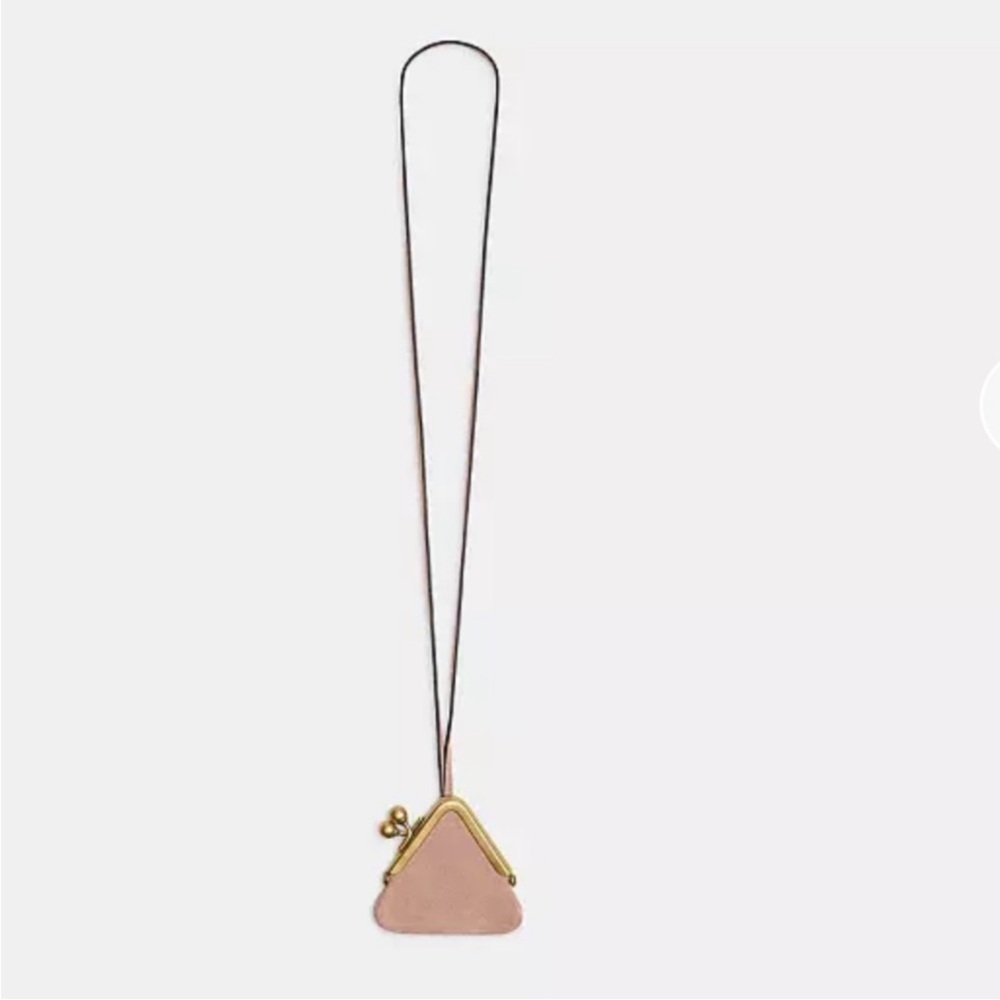 Coach Runway Triangle Kisslock Pouch CFB90 NWT Nuage Brass Suede